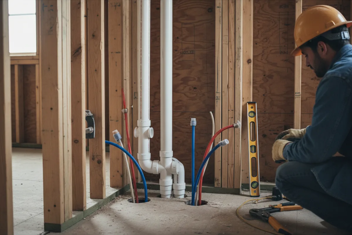 Drain and supply rough-in during Leak Detection in Brownsville